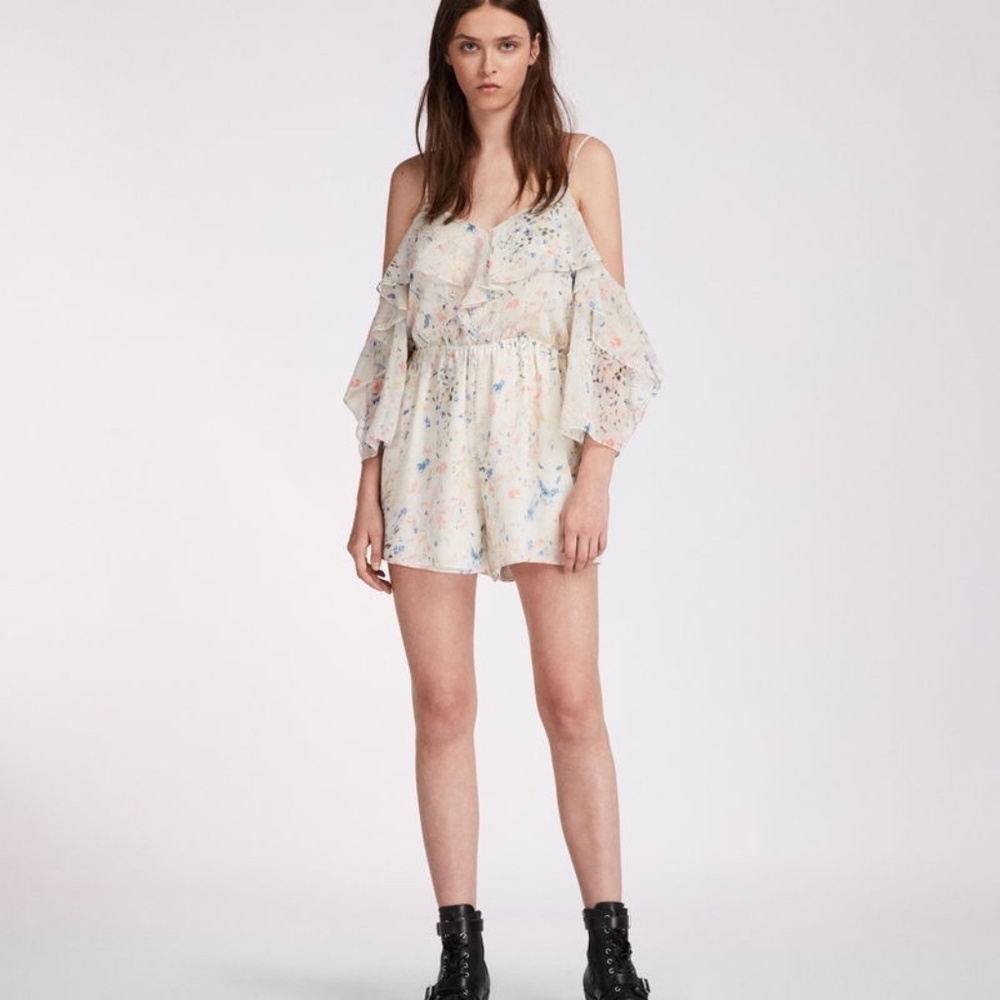 All Saints Jasmine Juni Playsuit Flowy Romantic Coastal Boho Twee Romper US 2